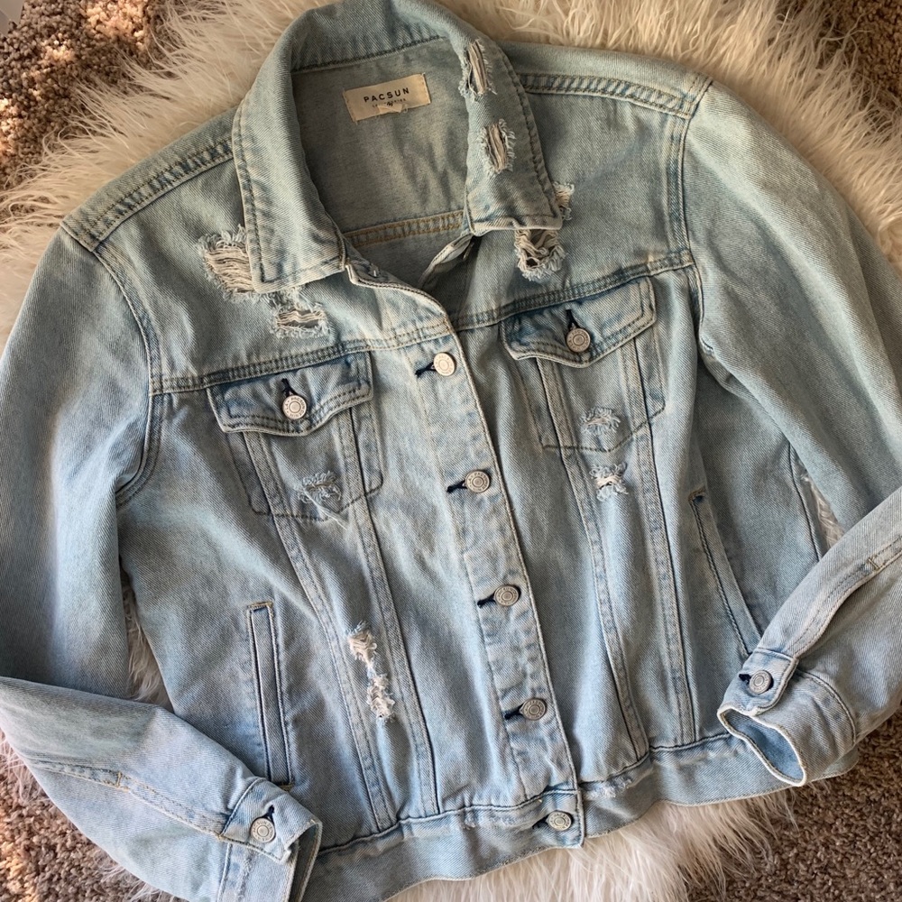 PACSUN Oversized Distressed Denim Jacket (NWOT)